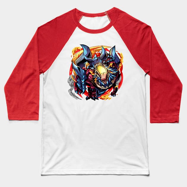 Burning Tail Blade Baseball T-Shirt by Ashmish